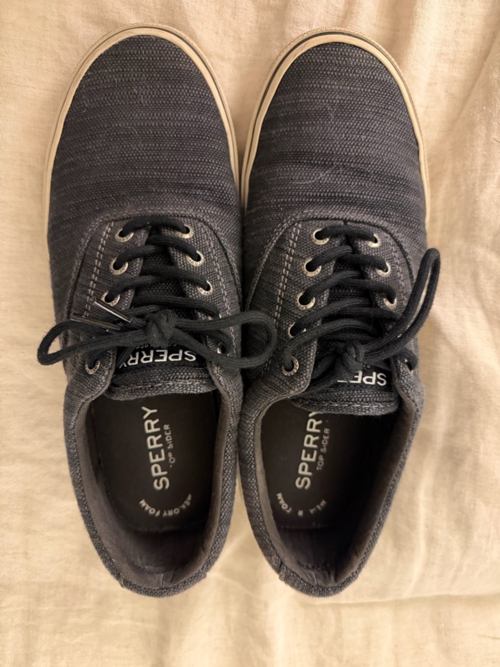 Sperry Men's Canvas Boat Shoes with White Trim